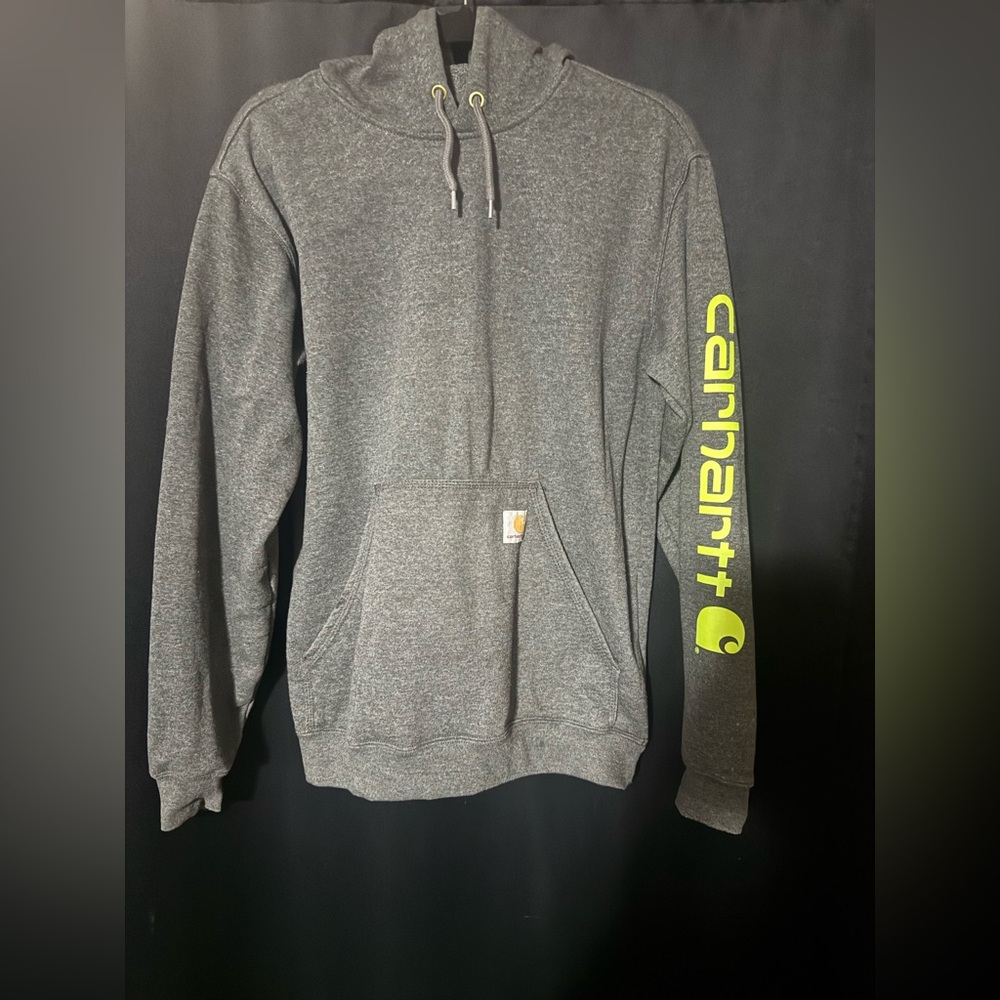 Carhartt Charcoal Gray Zip-Up Sweater with Neon Accents